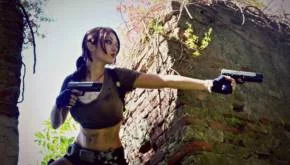 lara croft tomb raider legend gunpoint by eilaire d659mkf