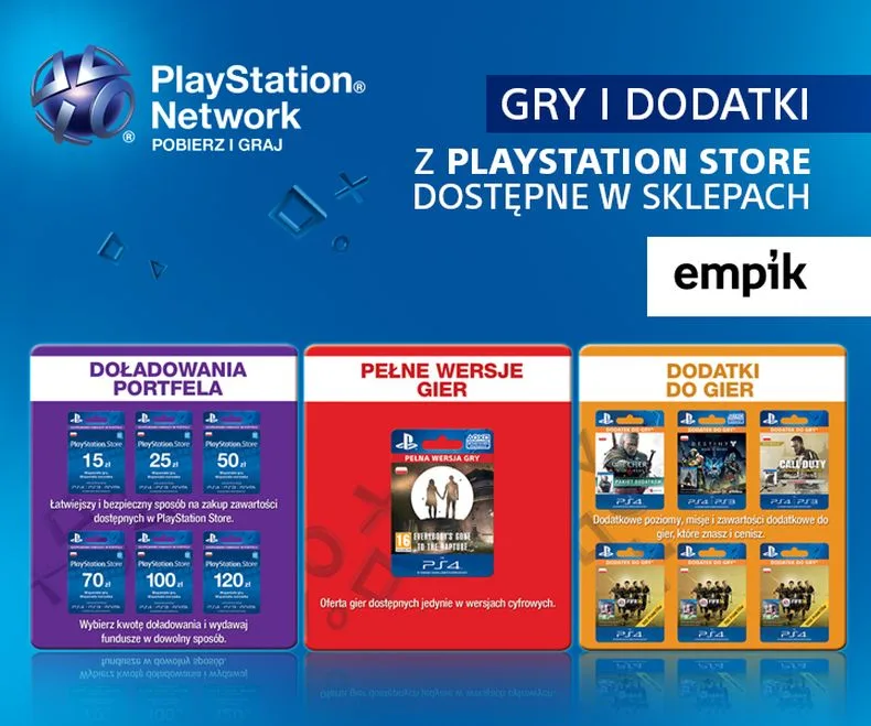 Od jutra w sklepach sieci Empik będą dostępne nowe doładowania portfela w PS Store 2 PlayStation Store doładowania za małe kwoty