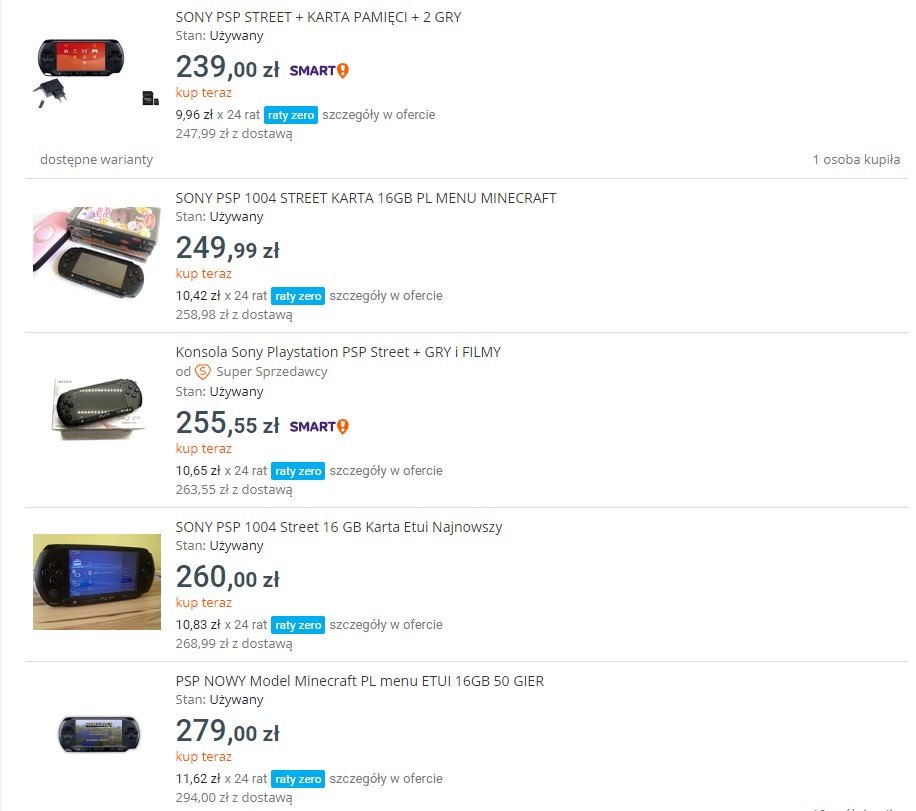 Ceny PSP na Allegro są bardzo dobre