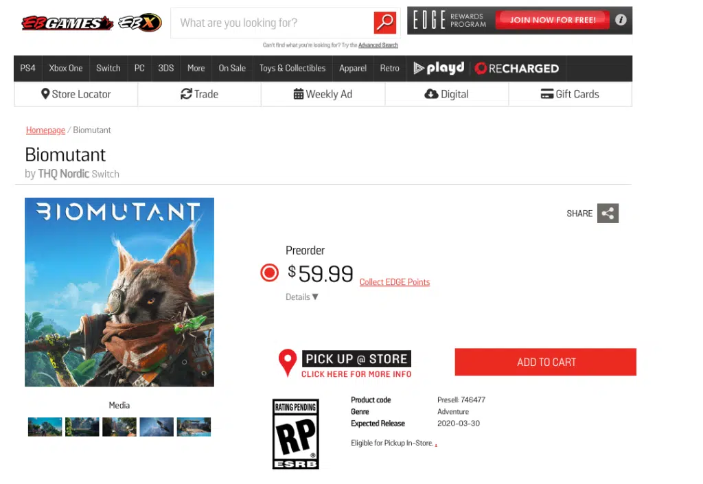 Biomutant Switch Listing