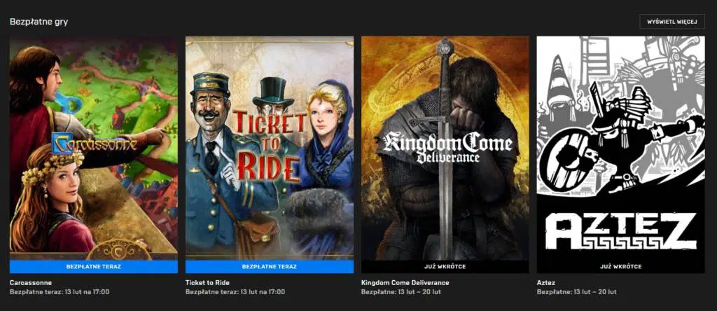 Bezpłatne gry w Epic Games Store