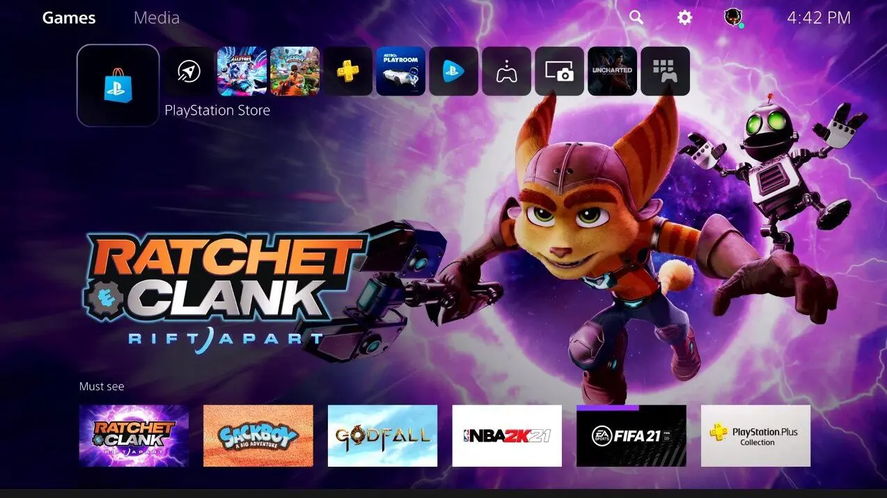 Menu Playstation 5