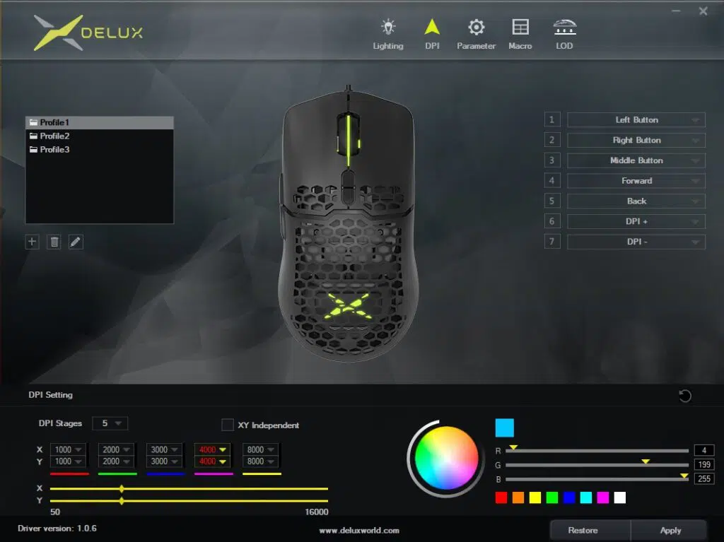Delux M700 (pmw3389) Aplikacja