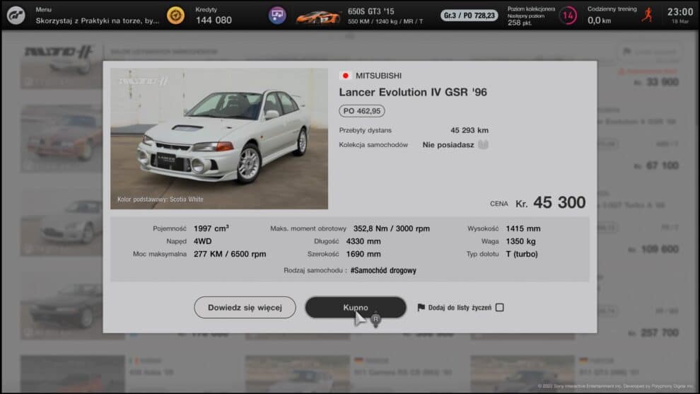 Gran Turismo 7 zakup pojazdu