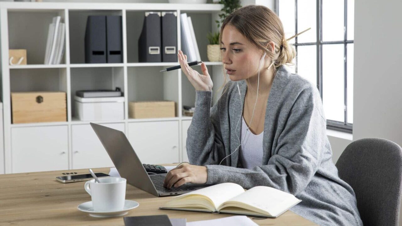 Woman Sitting Desk