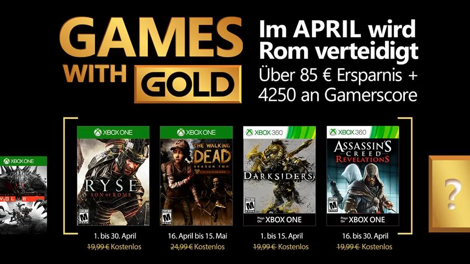 Games with Gold kwiecień 2017 - poznaliśmy ofertę. Rise: Son of Rome oraz The Walking Dead 2 Games whit Gold kwieiceń 2017