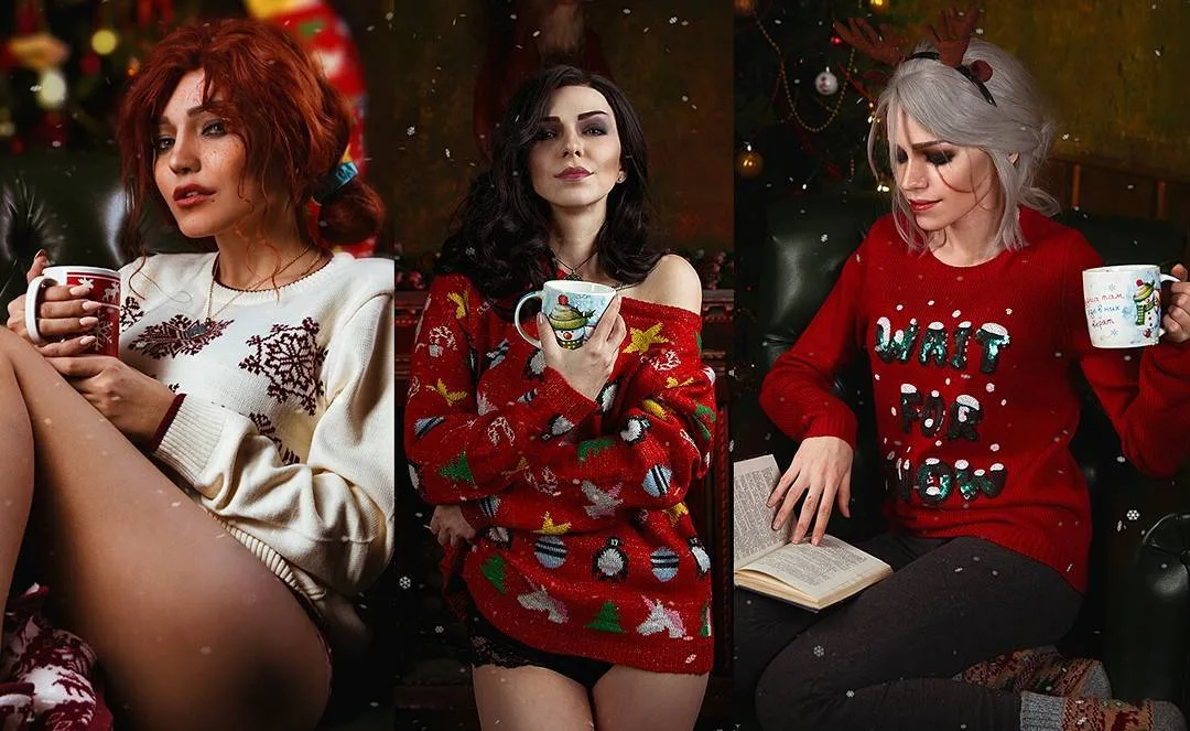 Wiedźmin 3 - świąteczny cosplay - Ciri, Triss i Yen 4 wiedźmin cosplay 1