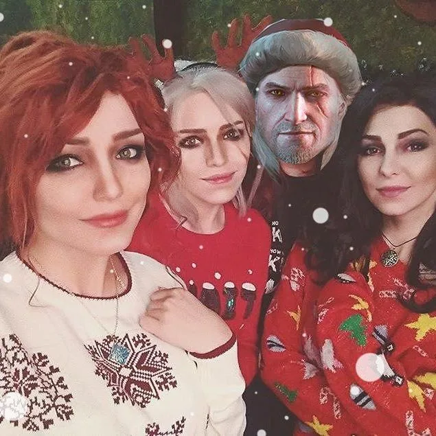 Wiedźmin 3 - świąteczny cosplay - Ciri, Triss i Yen 5 wiedźmin cosplay 6